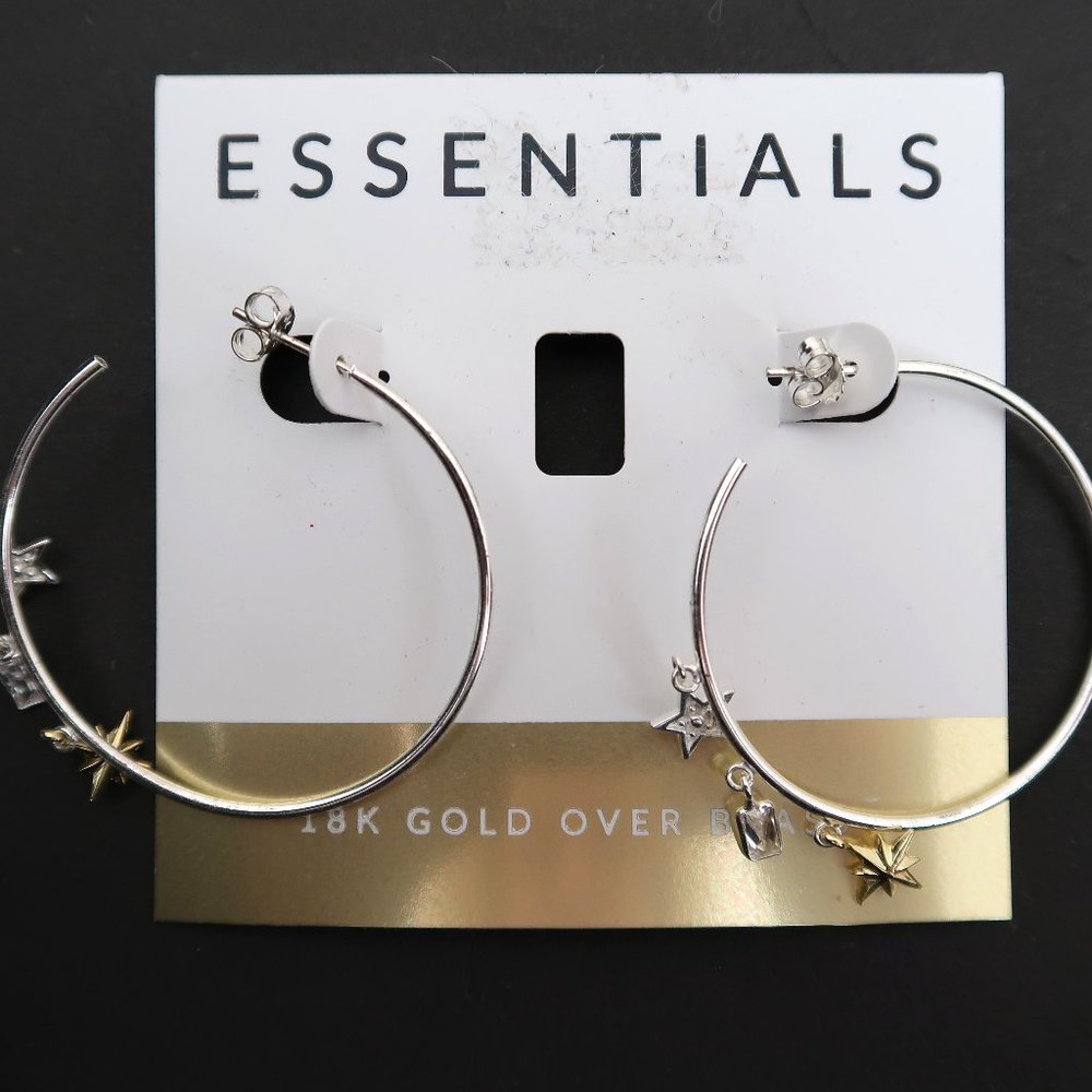 ESSENTIALS star charm hoop earrings NWT
